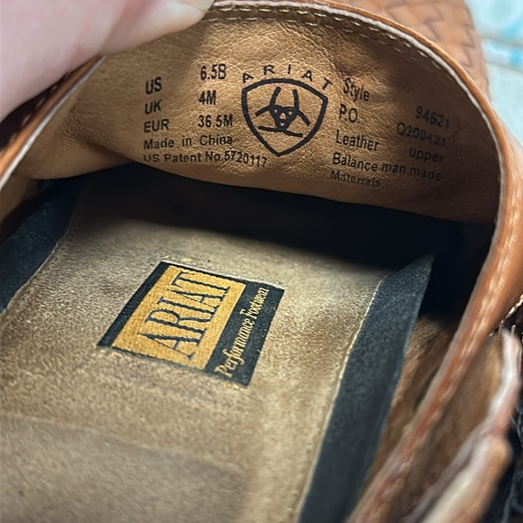 Ariat euc brown woven leather slip back convertible slip on mule clogs booties - Picture 12 of 12